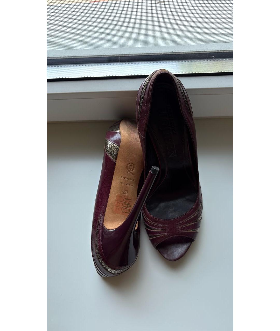 ALEXANDER MCQUEEN Бордовые кожаные туфли, фото 3