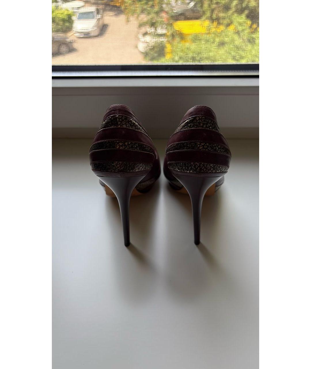 ALEXANDER MCQUEEN Бордовые кожаные туфли, фото 4