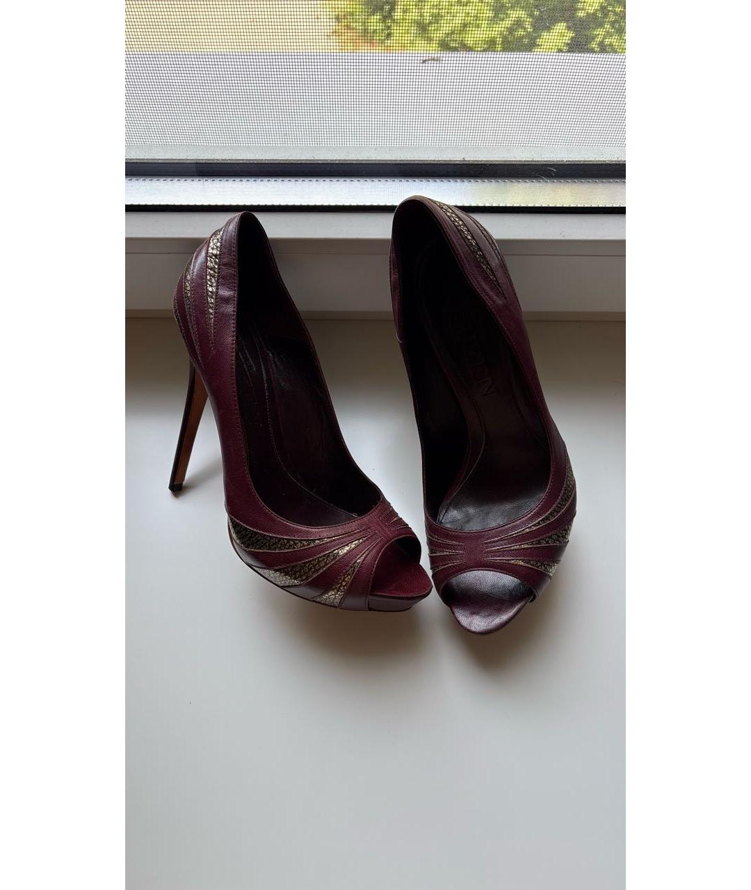 ALEXANDER MCQUEEN Бордовые кожаные туфли, фото 2