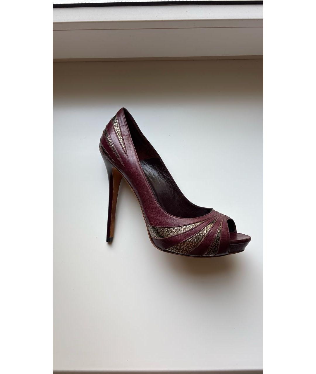 ALEXANDER MCQUEEN Бордовые кожаные туфли, фото 5