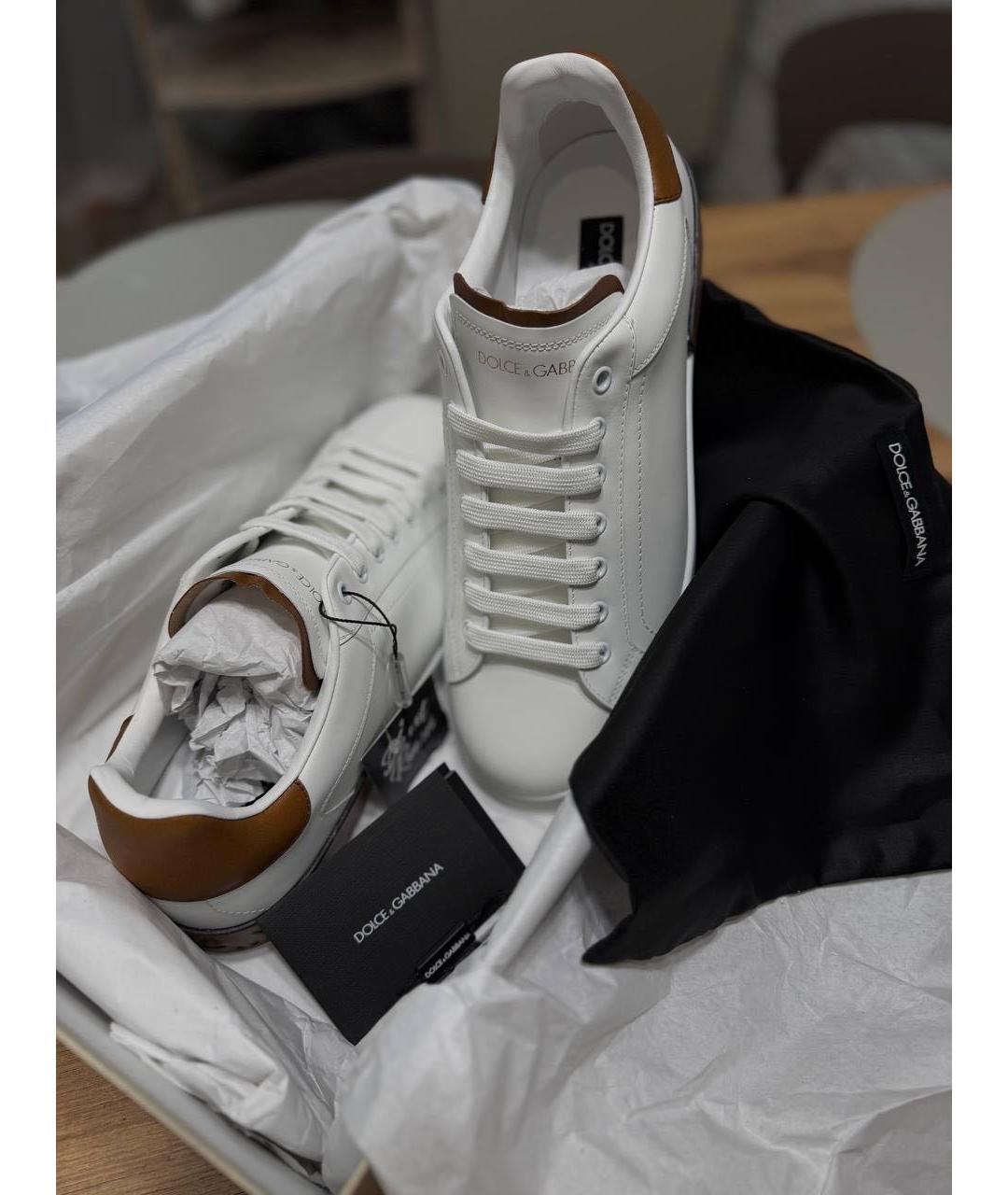 DOLCE&GABBANA Белые кожаные низкие кроссовки / кеды, фото 2