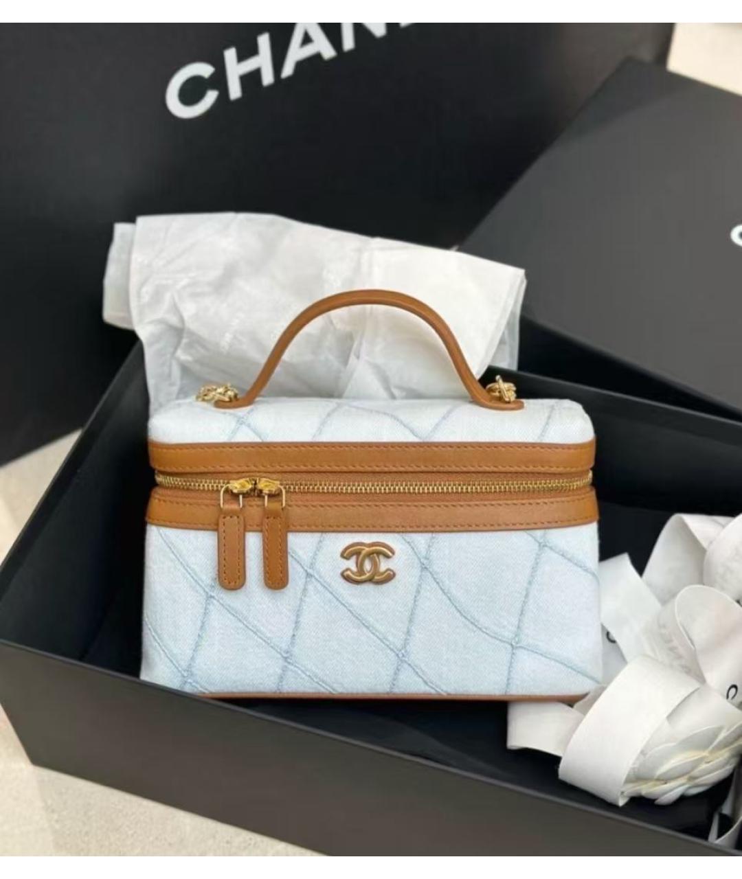 CHANEL Голубая деним сумка через плечо, фото 3