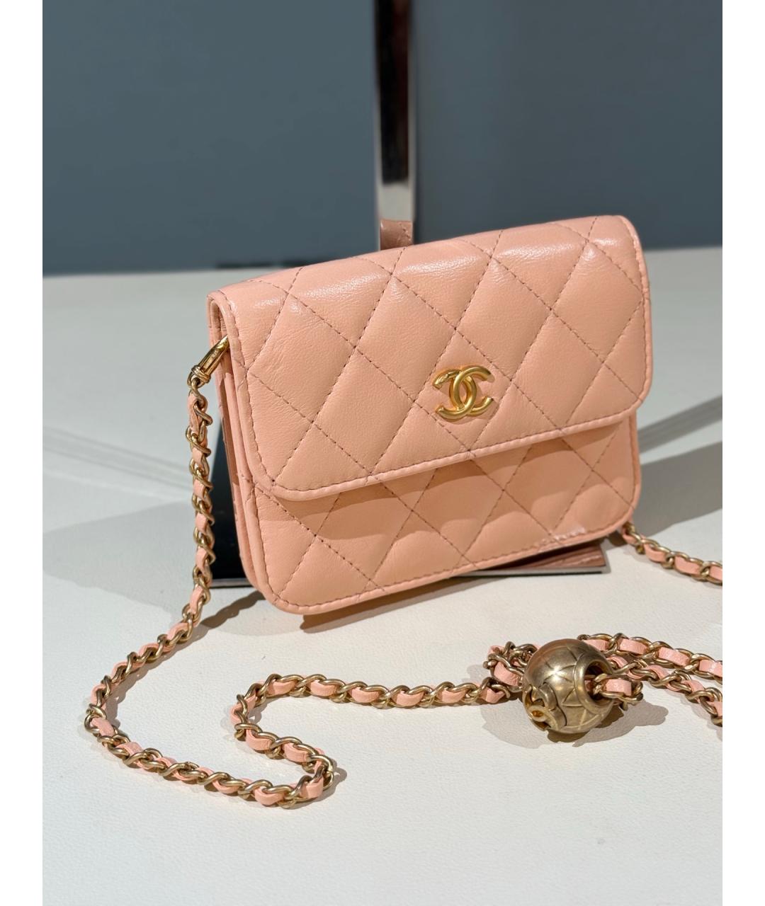 CHANEL Розовая кожаная сумка через плечо, фото 4