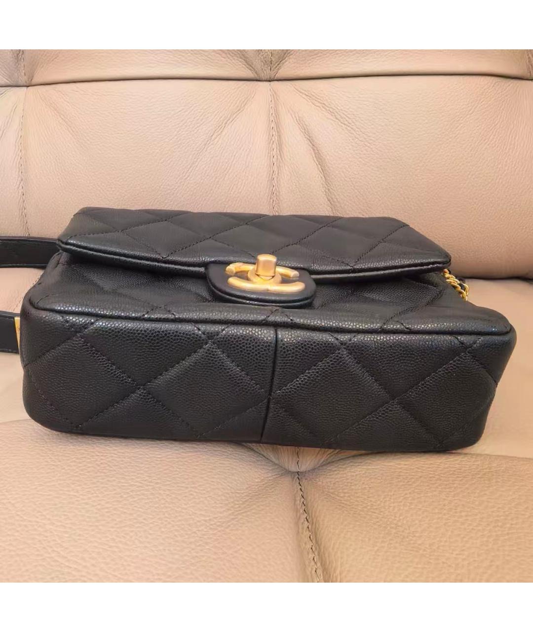 CHANEL Черная кожаная сумка через плечо, фото 4