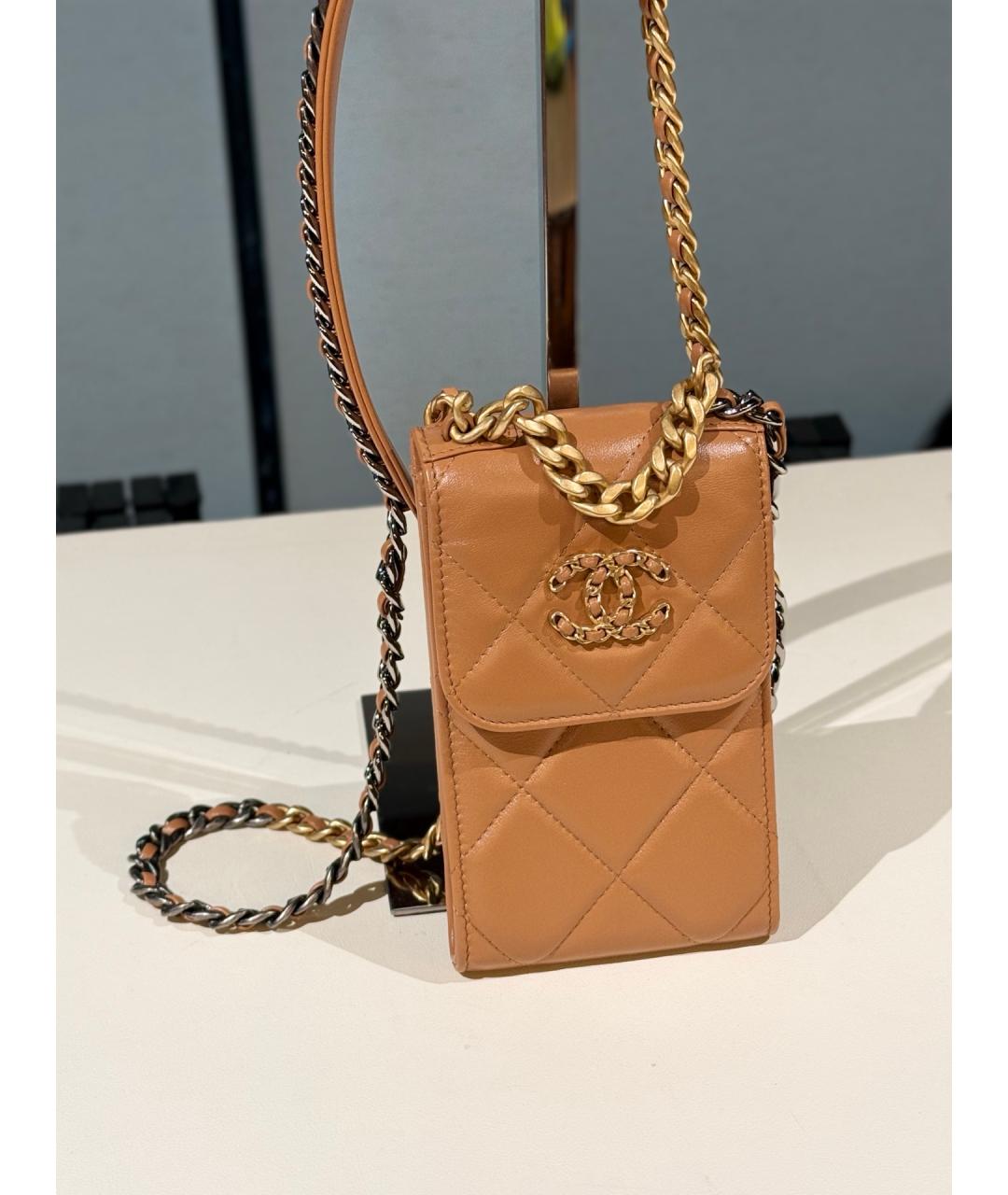 CHANEL Оранжевая кожаная сумка через плечо, фото 2