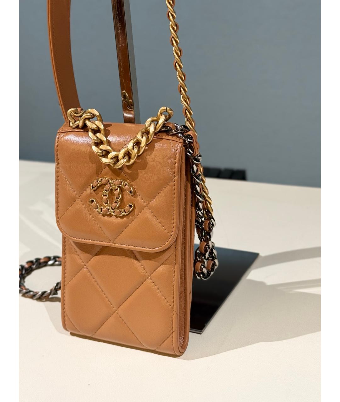 CHANEL Оранжевая кожаная сумка через плечо, фото 3