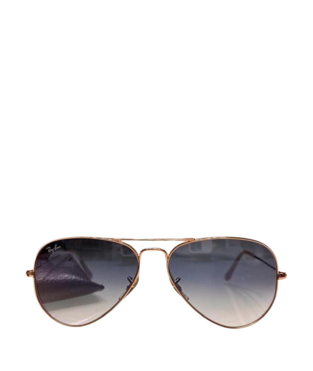 RAY BAN Золотые металлические солнцезащитные очки, фото 1