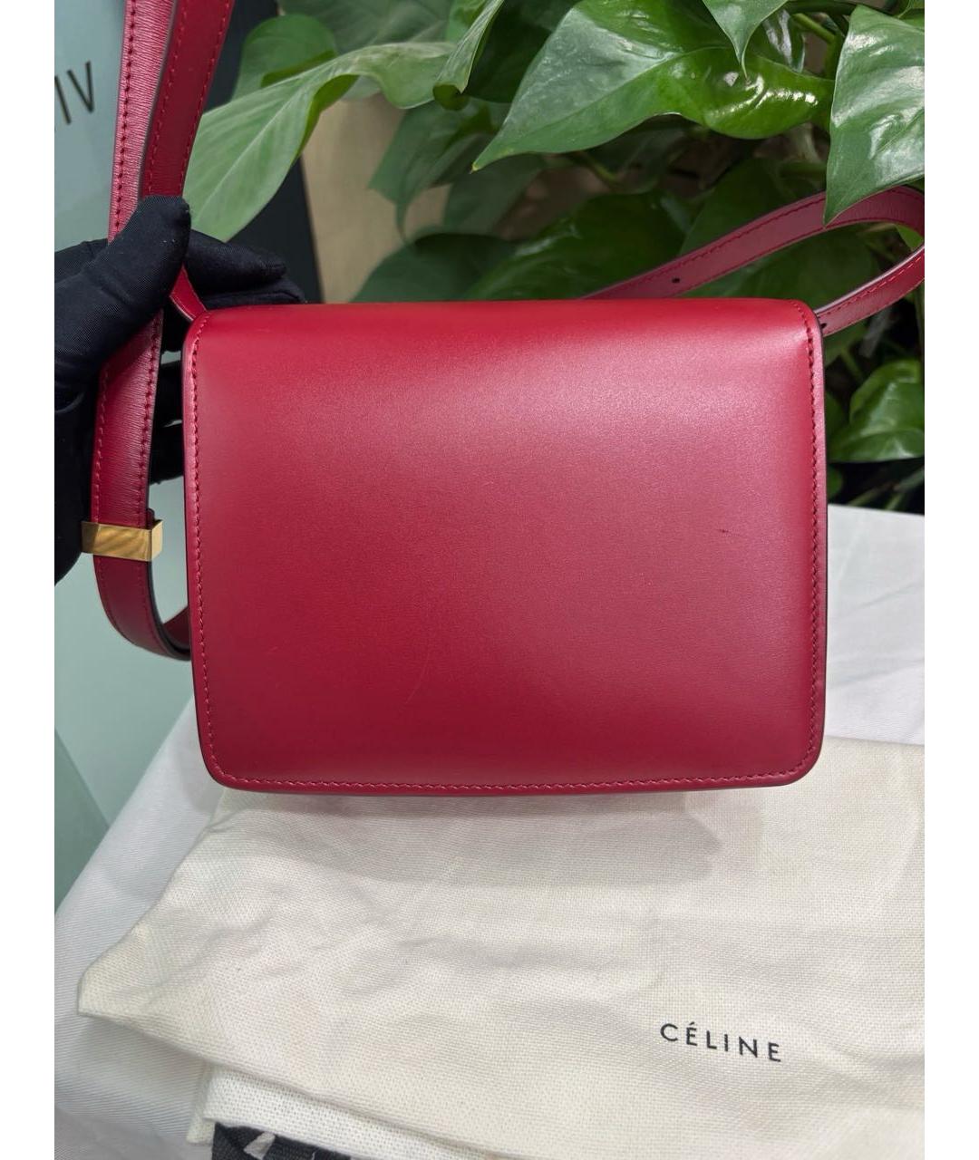 CELINE Красная кожаная сумка через плечо, фото 4