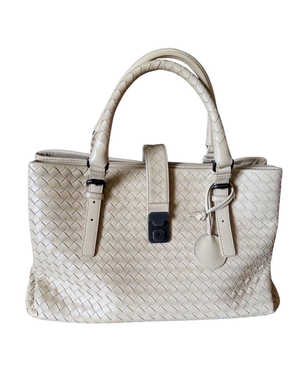 BOTTEGA VENETA Бежевая кожаная сумка с короткими ручками, фото 1