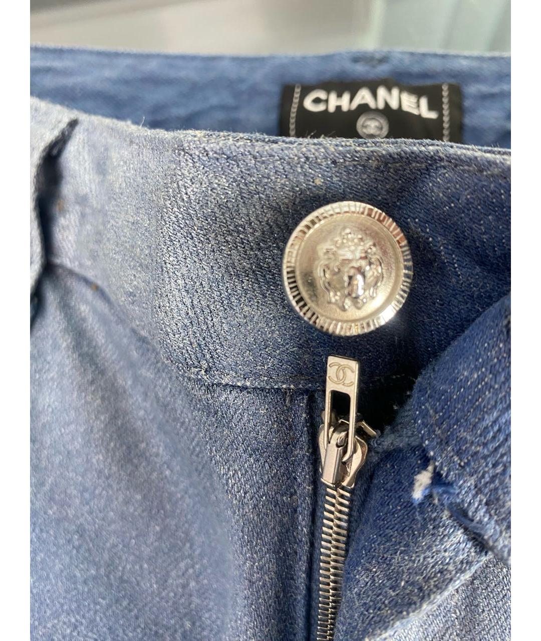 CHANEL Голубые хлопковые прямые джинсы, фото 4