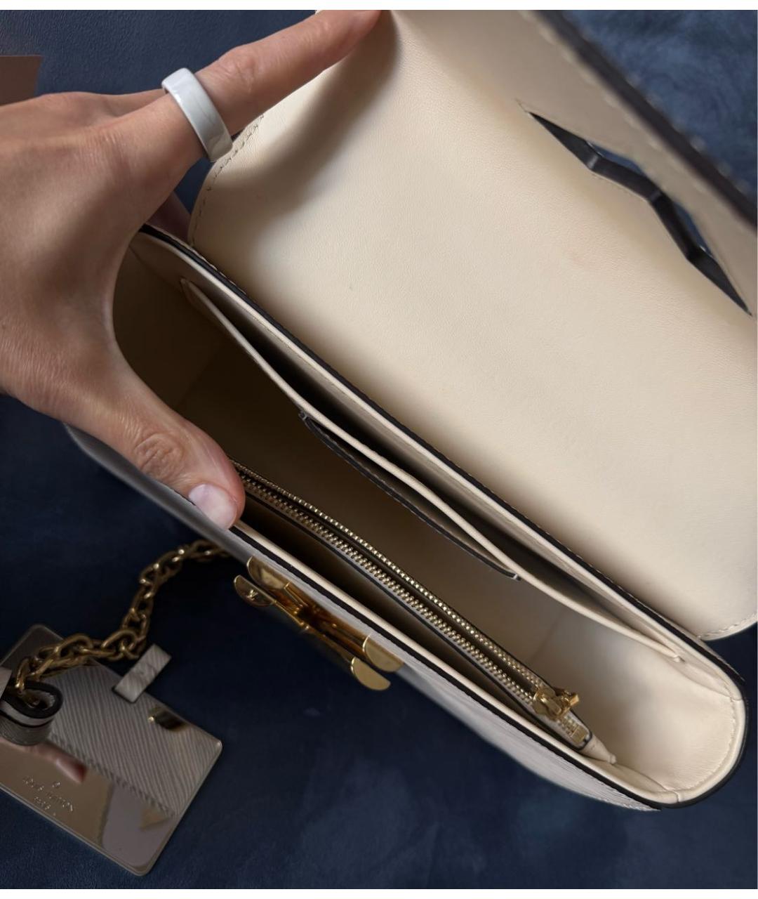 LOUIS VUITTON Белая кожаная сумка через плечо, фото 4
