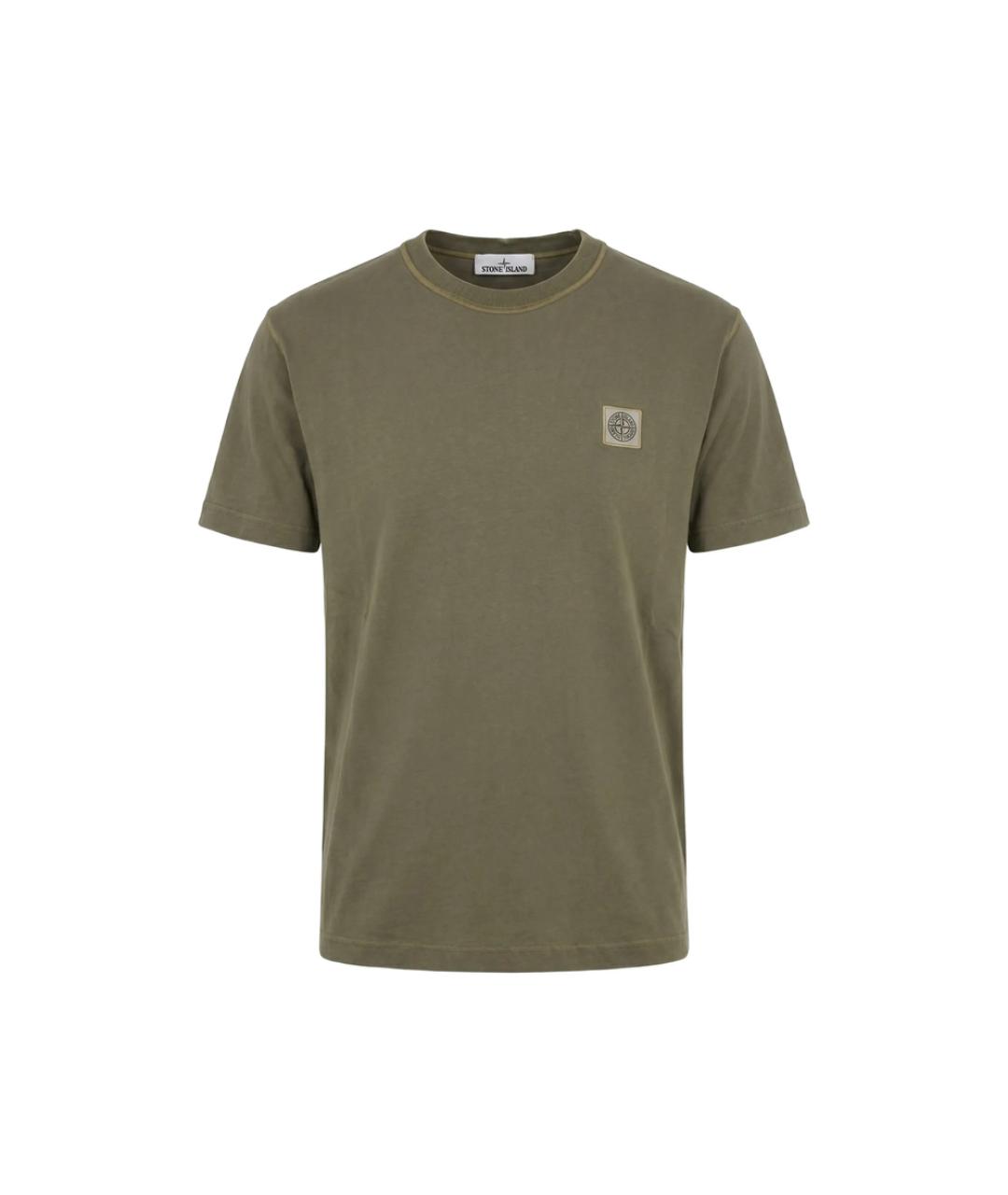STONE ISLAND Зеленая хлопковая футболка, фото 1