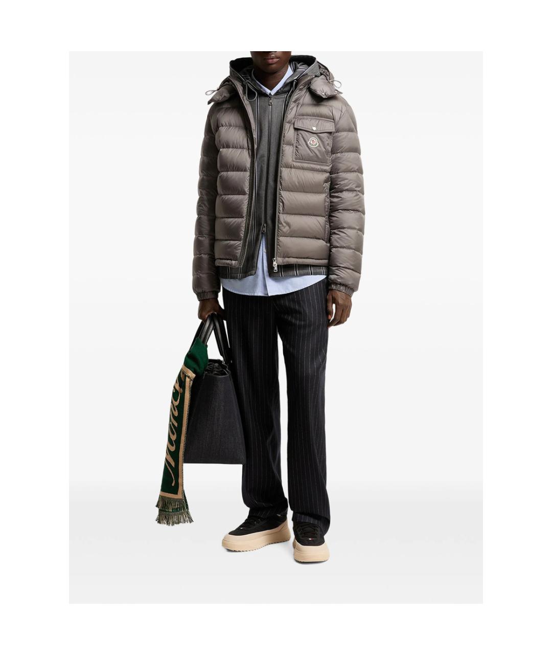 MONCLER Серая полиамидовая куртка, фото 3
