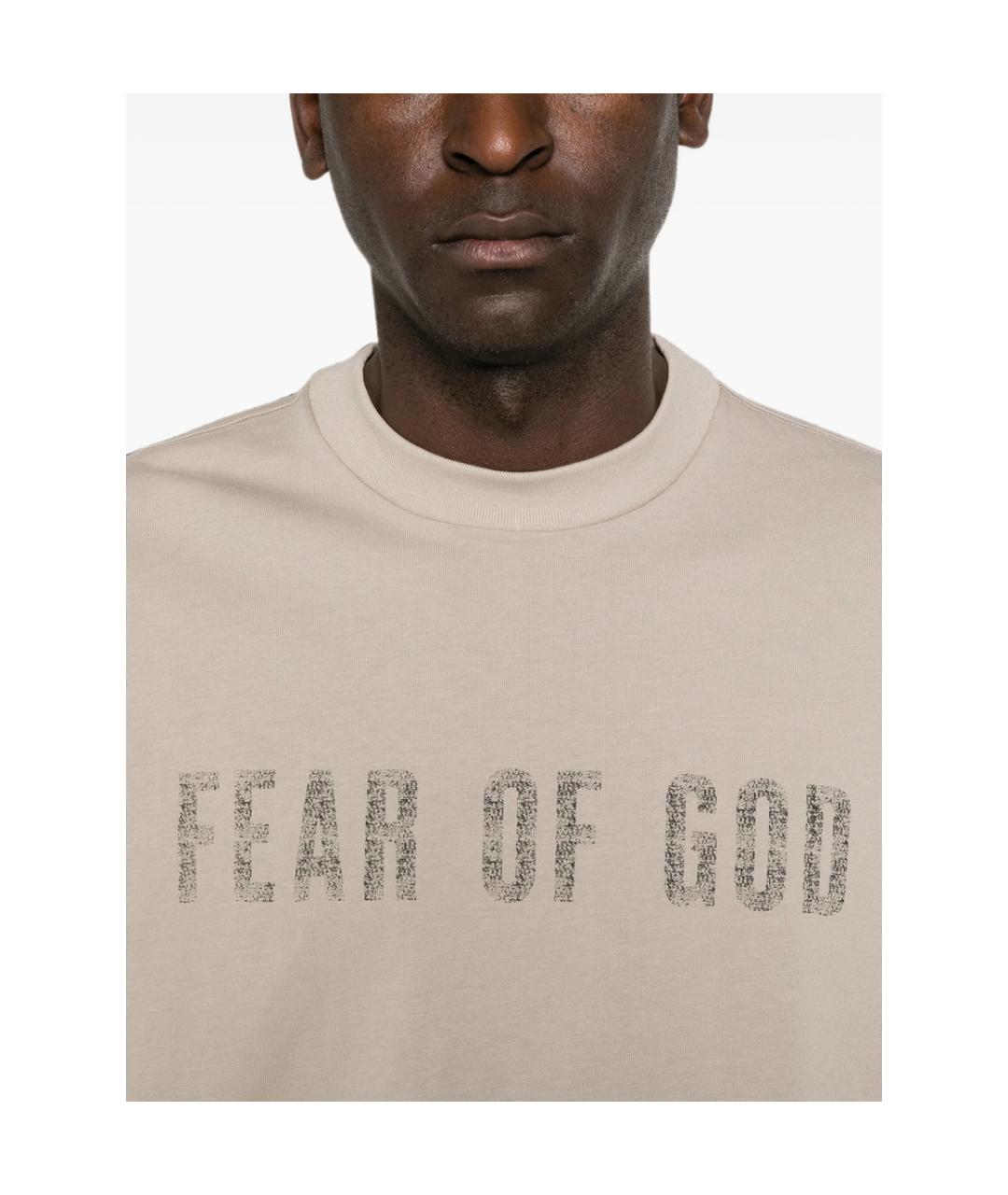 FEAR OF GOD ESSENTIALS Бежевая хлопковая футболка, фото 5