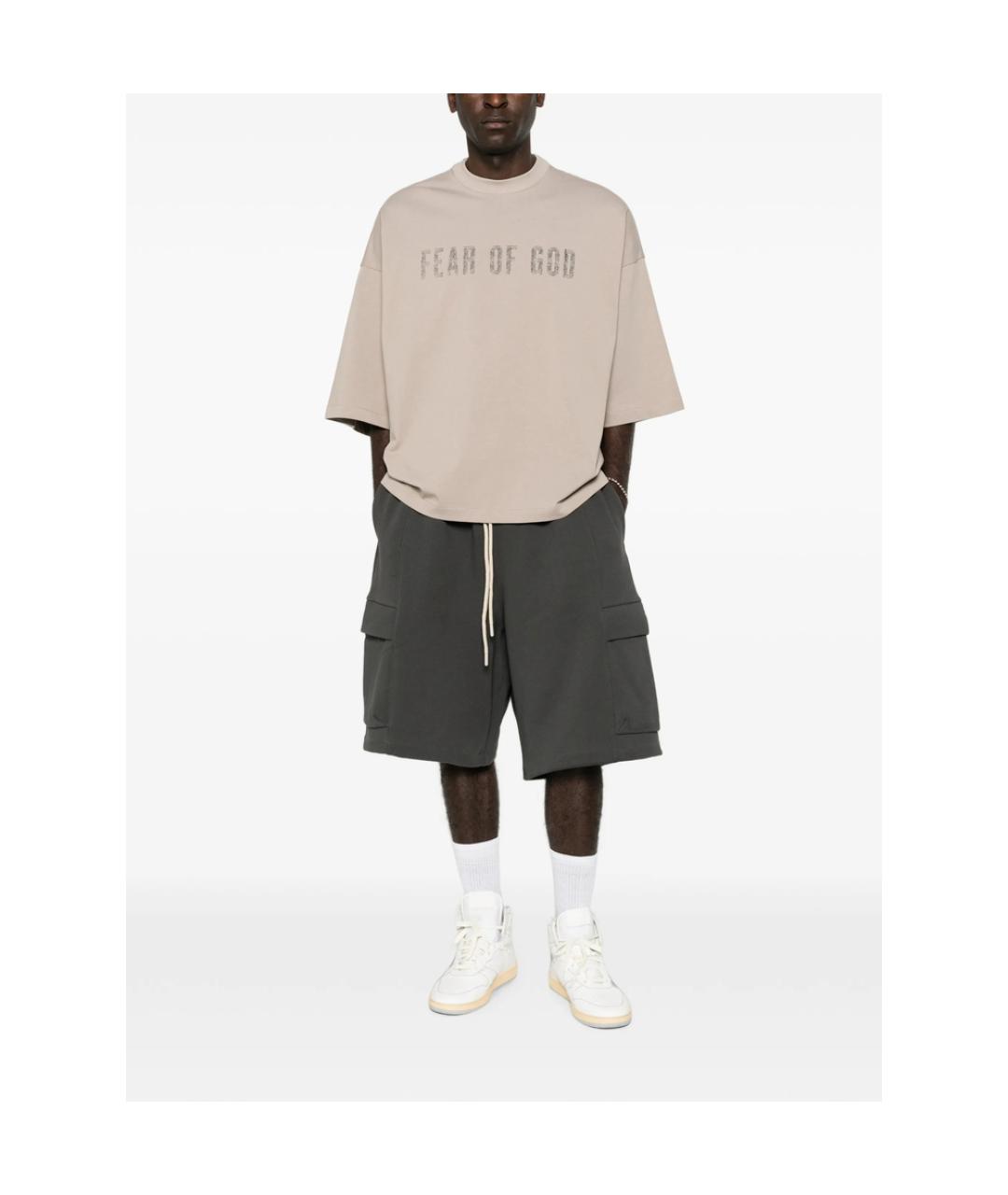 FEAR OF GOD ESSENTIALS Бежевая хлопковая футболка, фото 3