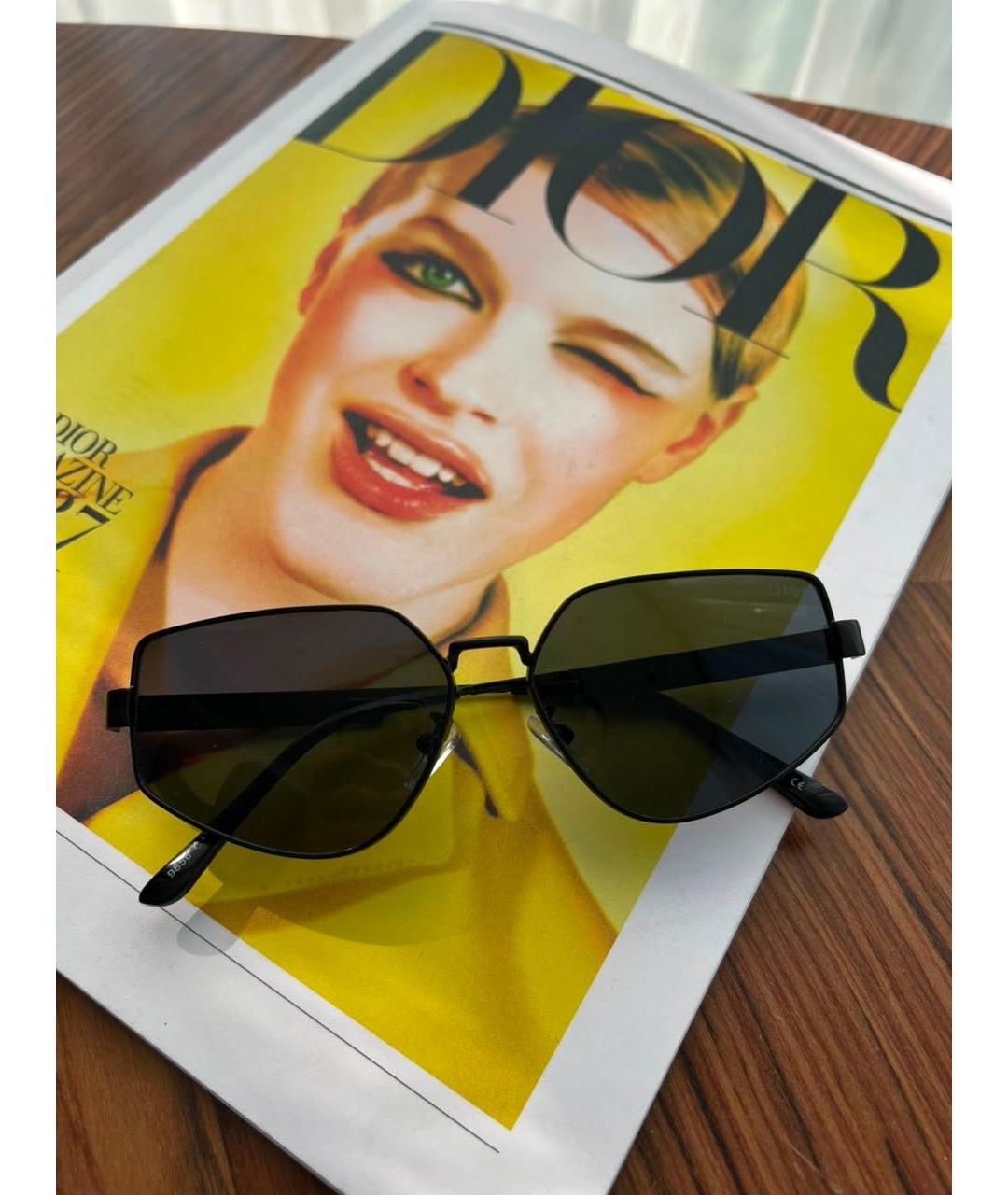 CHRISTIAN DIOR Черные металлические солнцезащитные очки, фото 2