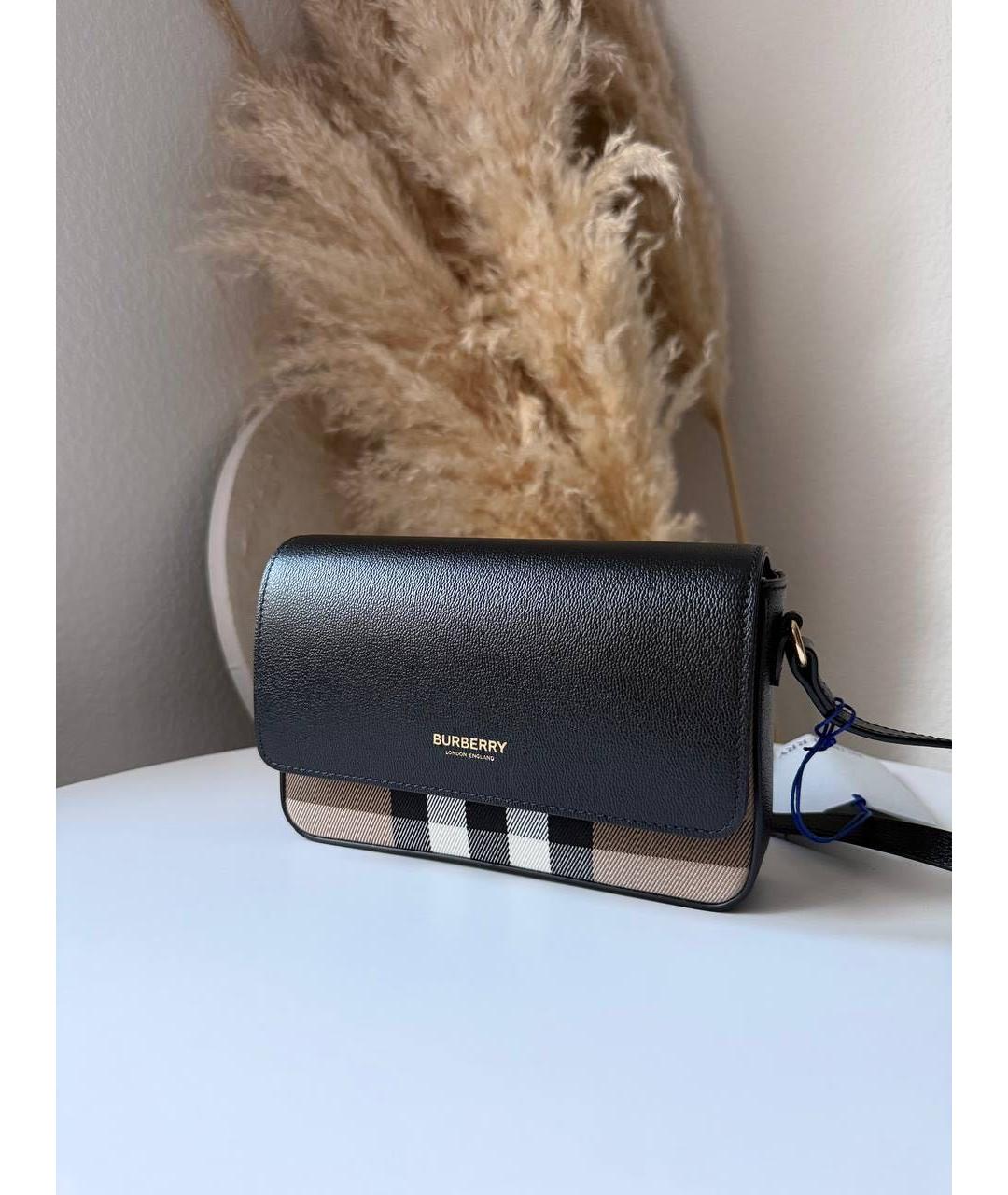 BURBERRY Черная кожаная сумка через плечо, фото 8