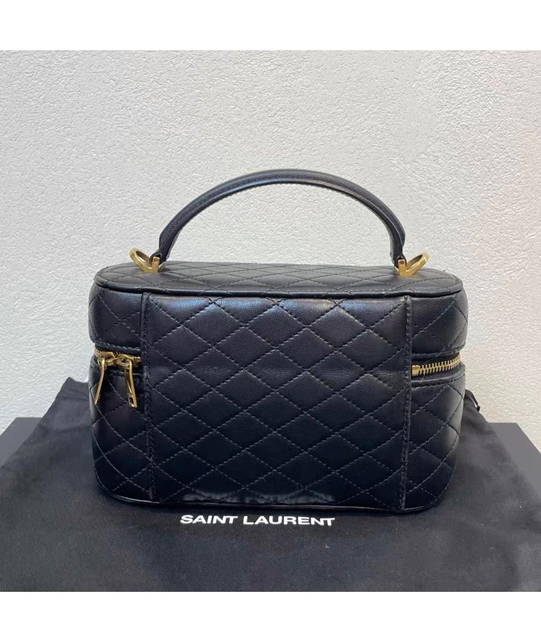 SAINT LAURENT Черная кожаная сумка через плечо, фото 2