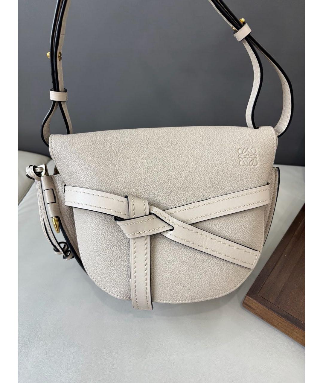 LOEWE Бежевая кожаная сумка через плечо, фото 2