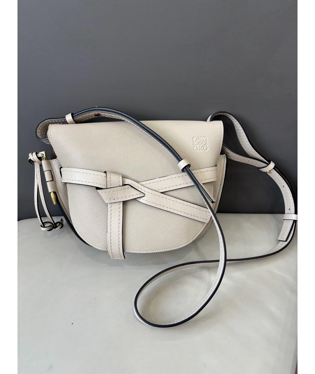 LOEWE Бежевая кожаная сумка через плечо, фото 8
