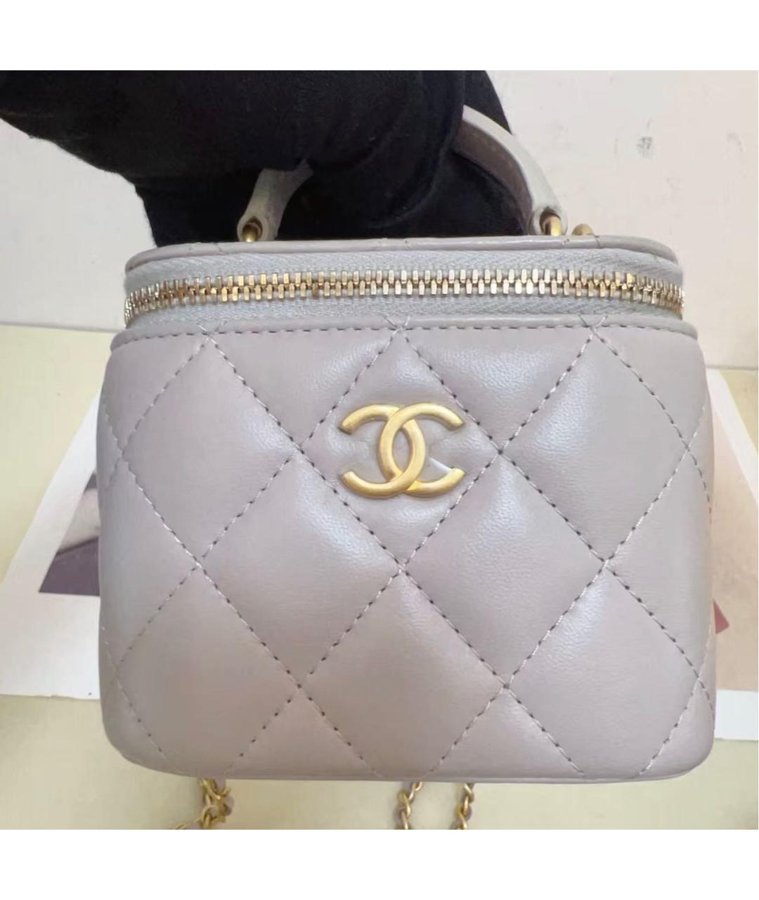 CHANEL Серая кожаная сумка через плечо, фото 4