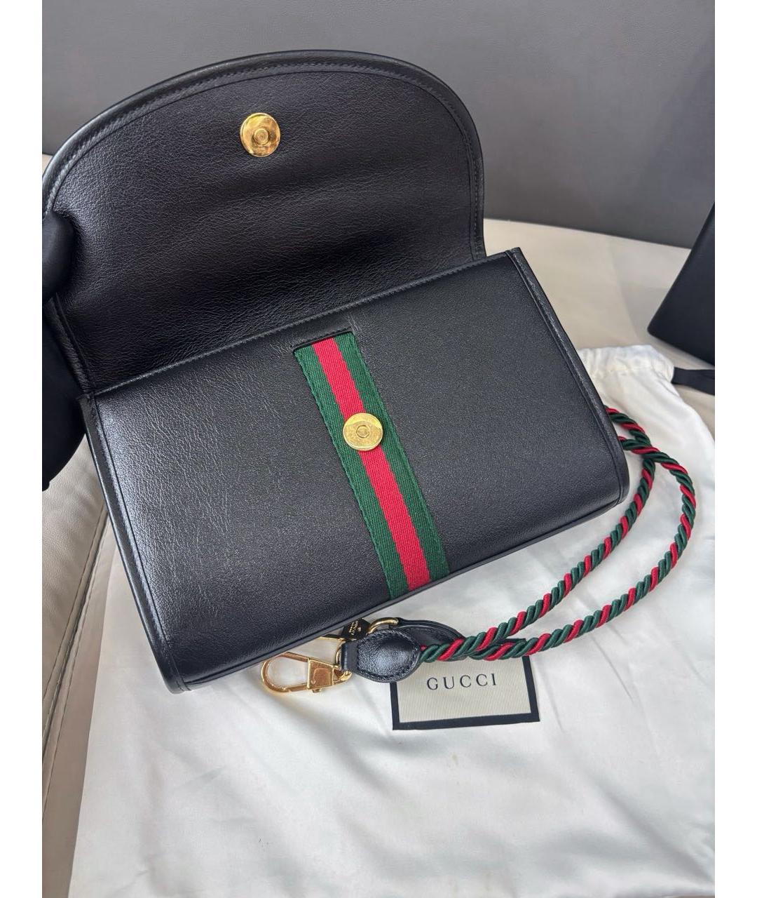 GUCCI Черная кожаная сумка через плечо, фото 5