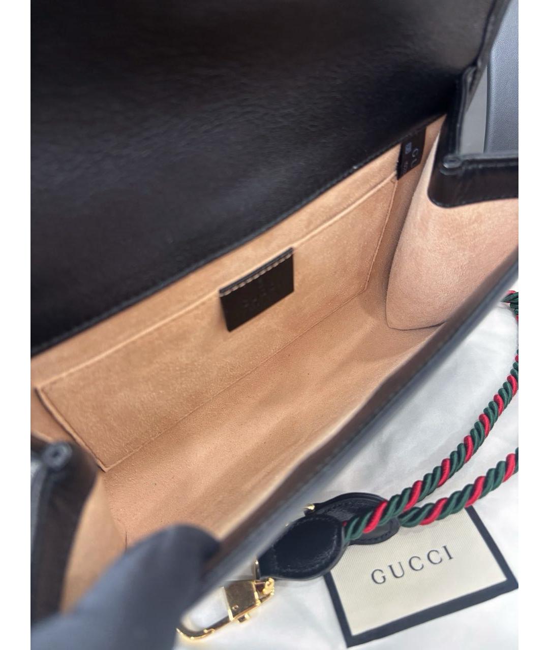 GUCCI Черная кожаная сумка через плечо, фото 6