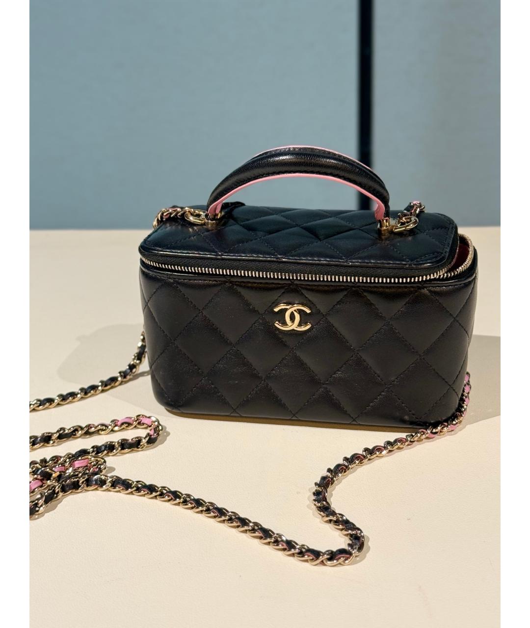 CHANEL Черная кожаная сумка с короткими ручками, фото 9