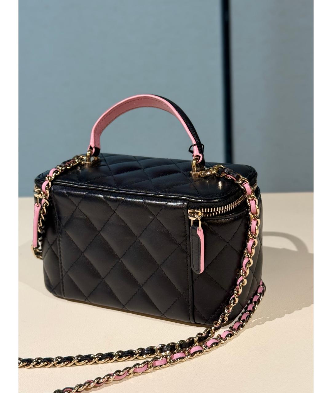 CHANEL Черная кожаная сумка с короткими ручками, фото 5