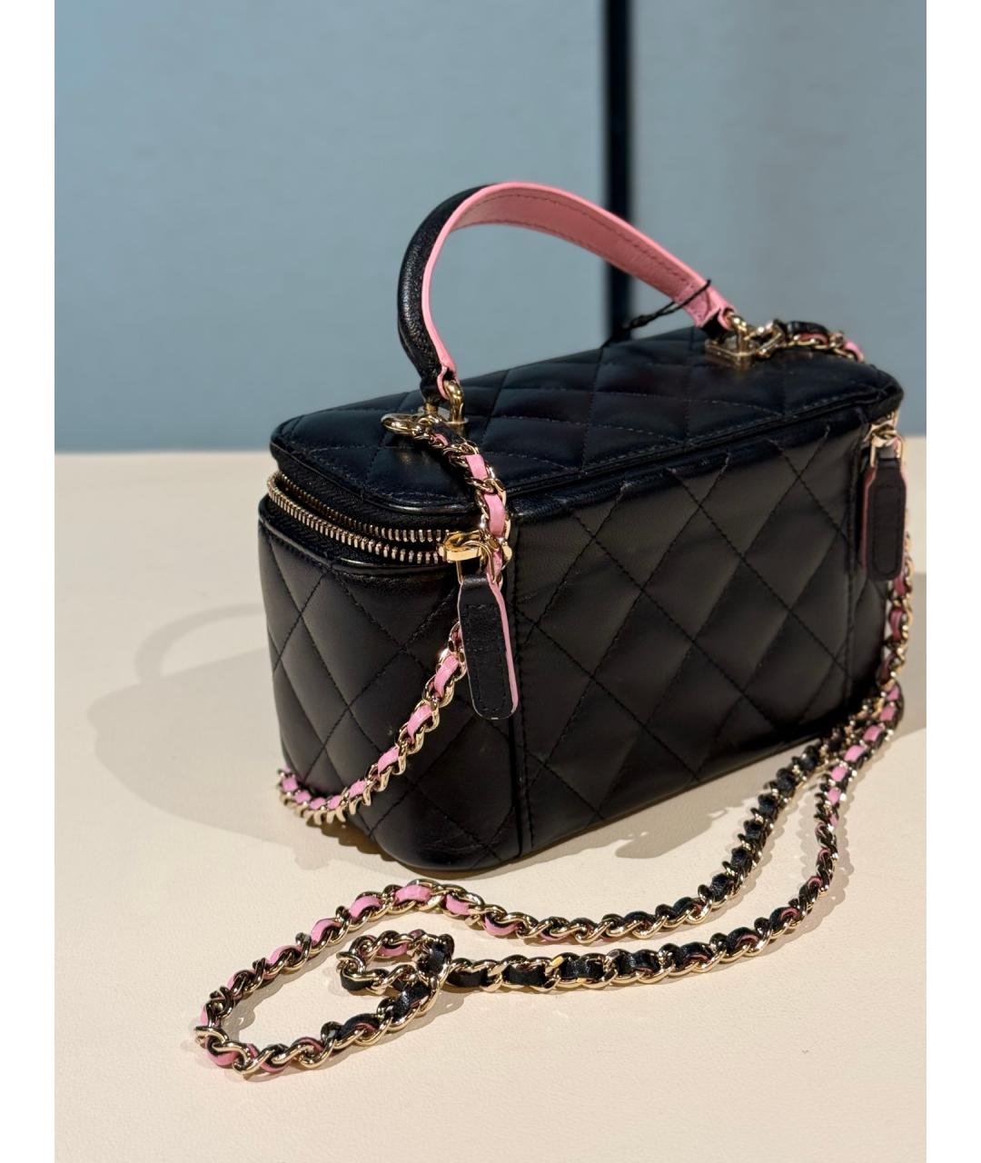 CHANEL Черная кожаная сумка с короткими ручками, фото 6