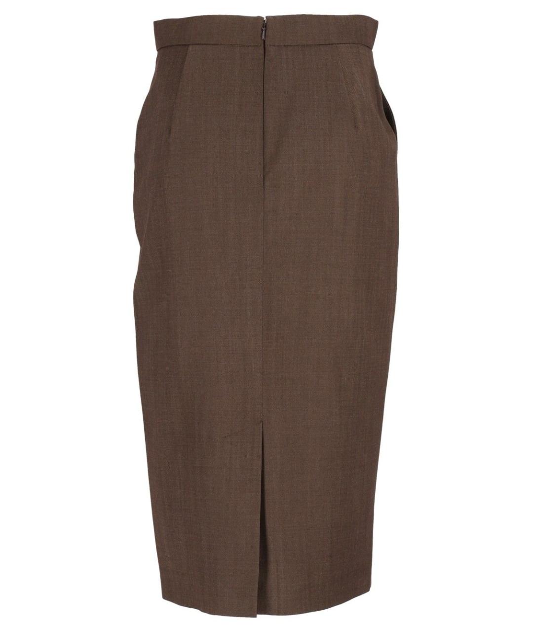 MAX MARA Коричневая шерстяная юбка миди, фото 2