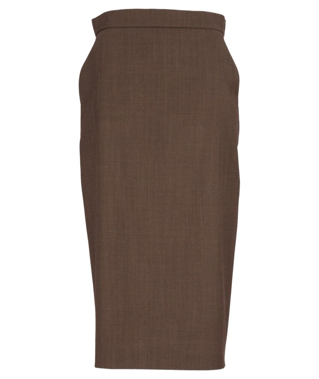MAX MARA Коричневая шерстяная юбка миди, фото 1