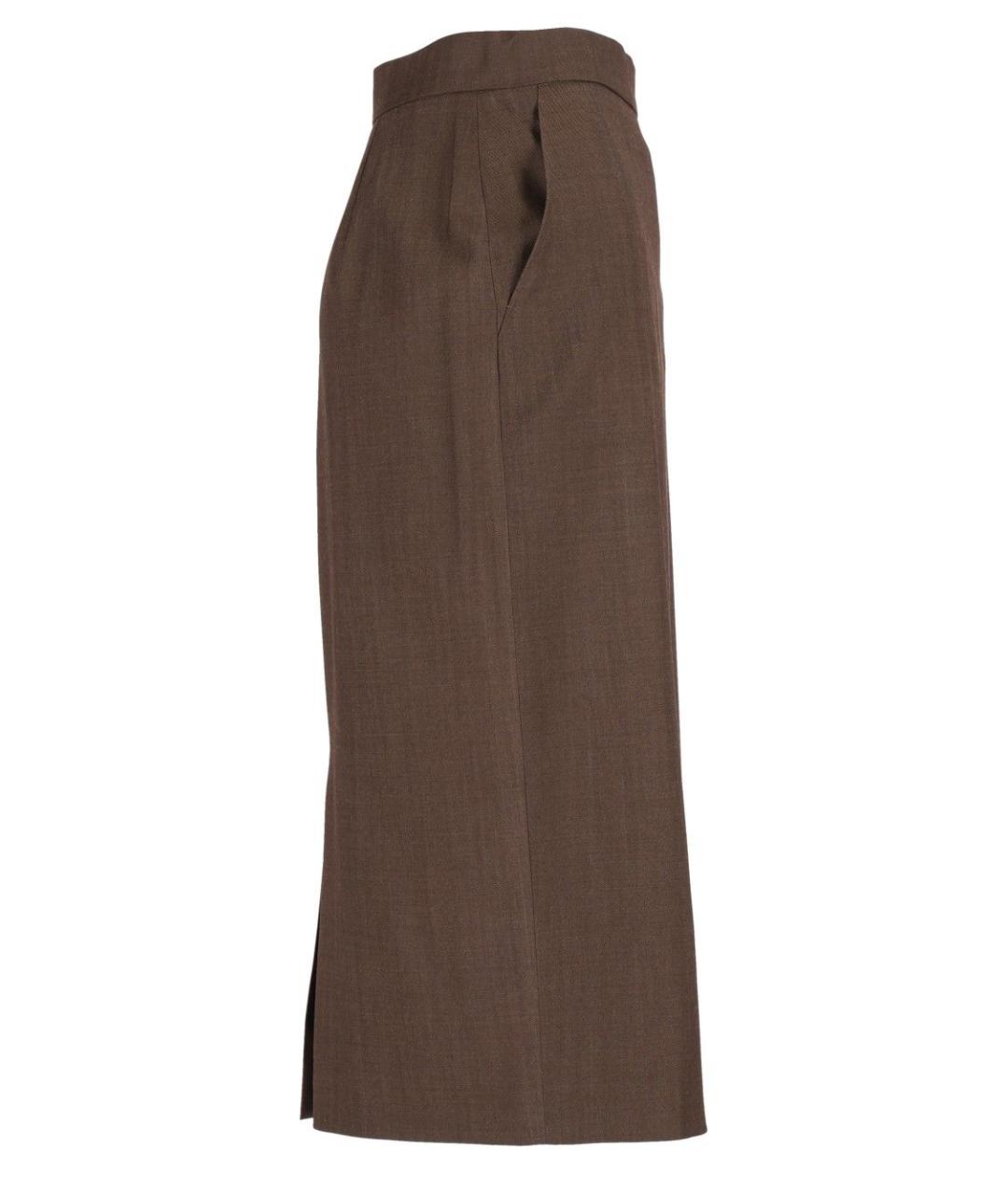 MAX MARA Коричневая шерстяная юбка миди, фото 3