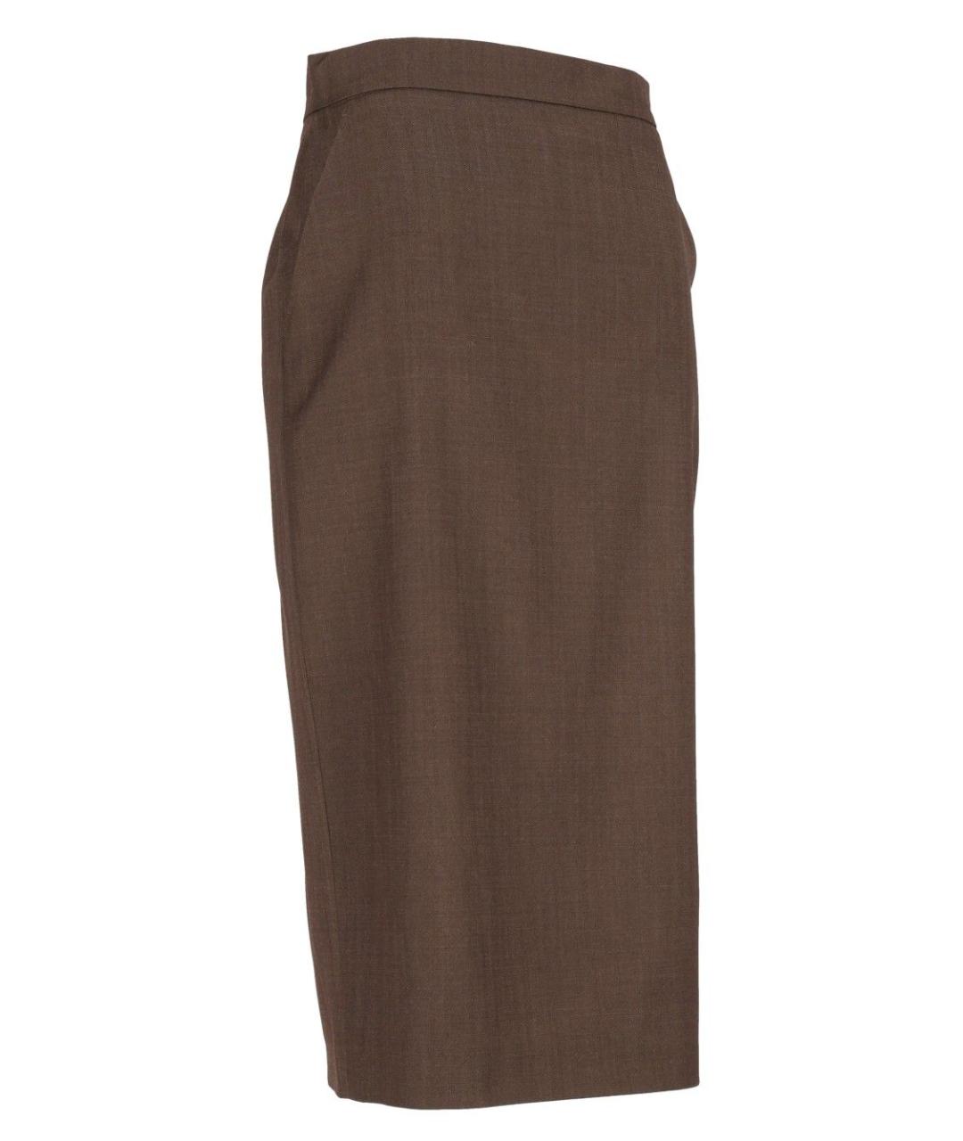 MAX MARA Коричневая шерстяная юбка миди, фото 4