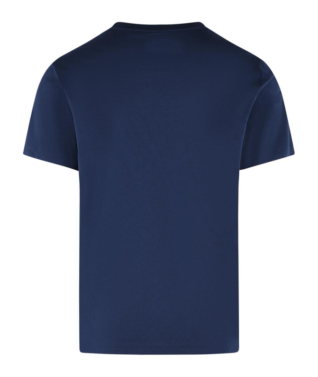 POLO RALPH LAUREN Темно-синяя хлопковая футболка, фото 3