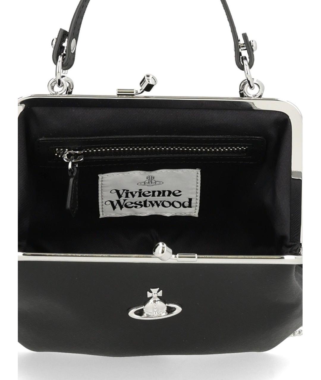 VIVIENNE WESTWOOD Черная сумка с короткими ручками из искусственной кожи, фото 4