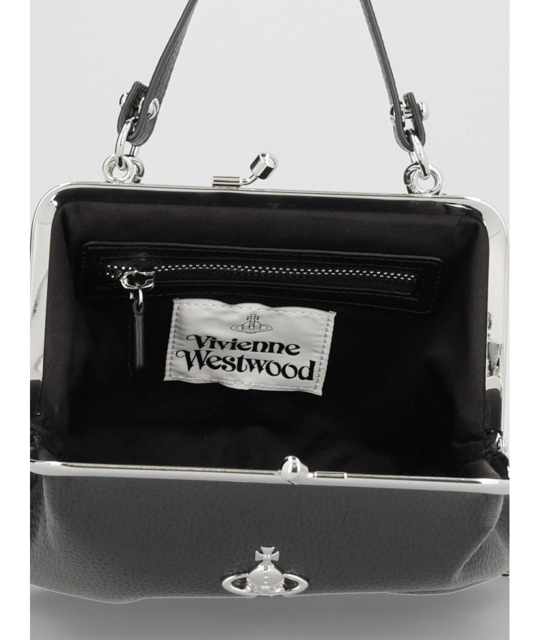 VIVIENNE WESTWOOD Черная сумка с короткими ручками из искусственной кожи, фото 4