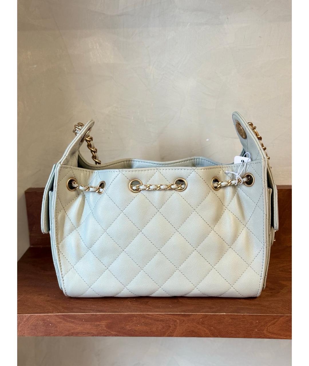 CHANEL Салатовая кожаная сумка через плечо, фото 5