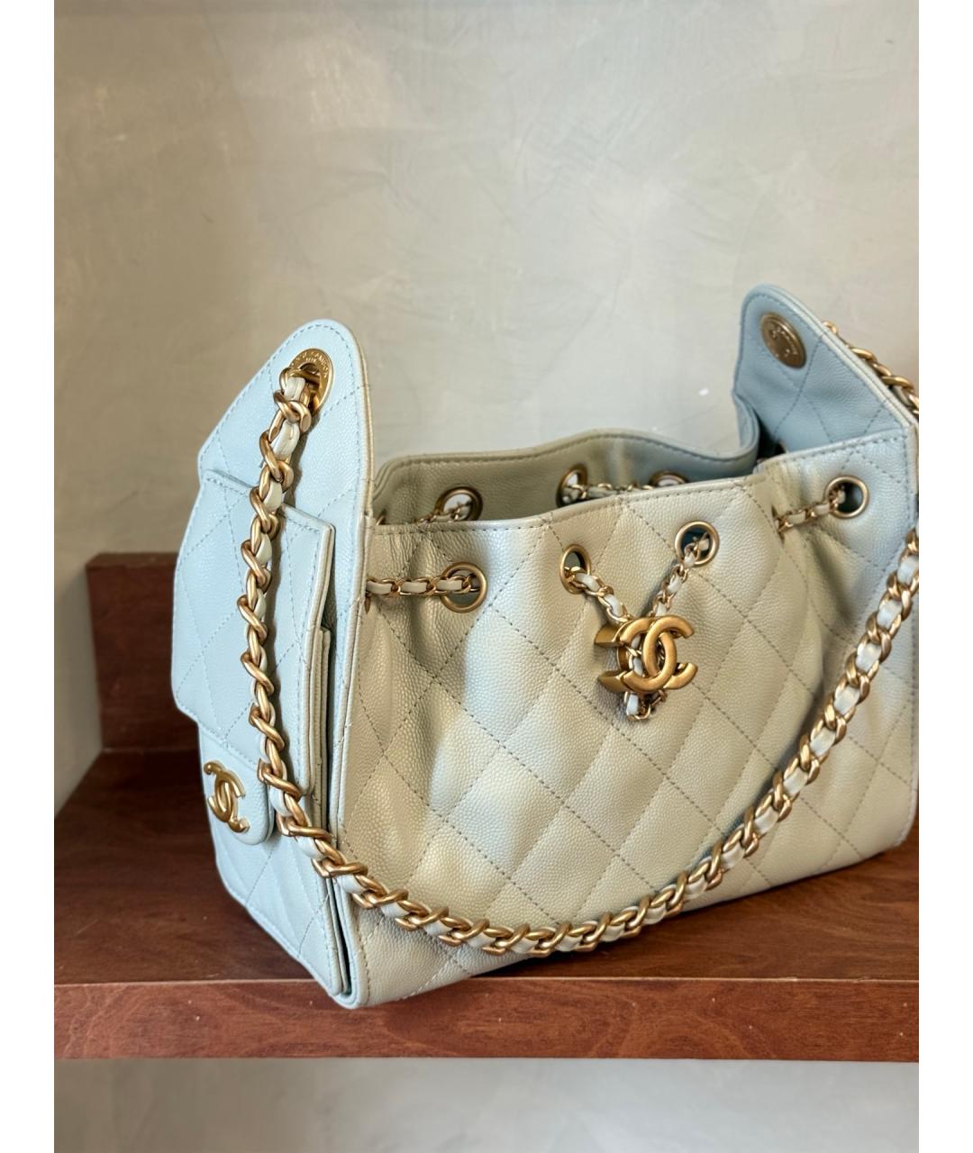 CHANEL Салатовая кожаная сумка через плечо, фото 4