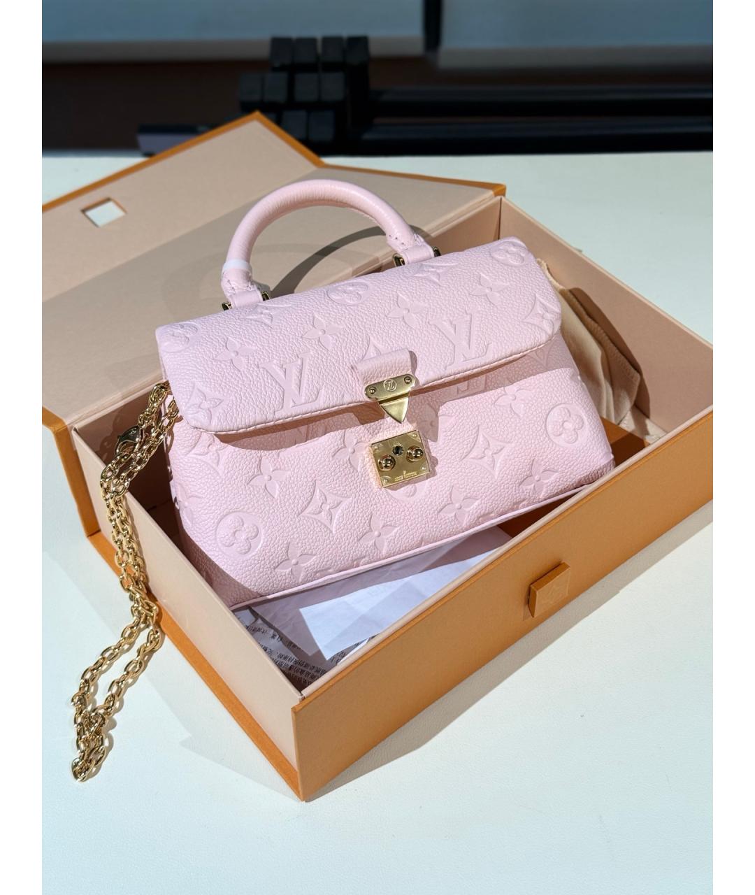 LOUIS VUITTON Розовая кожаная сумка с короткими ручками, фото 2