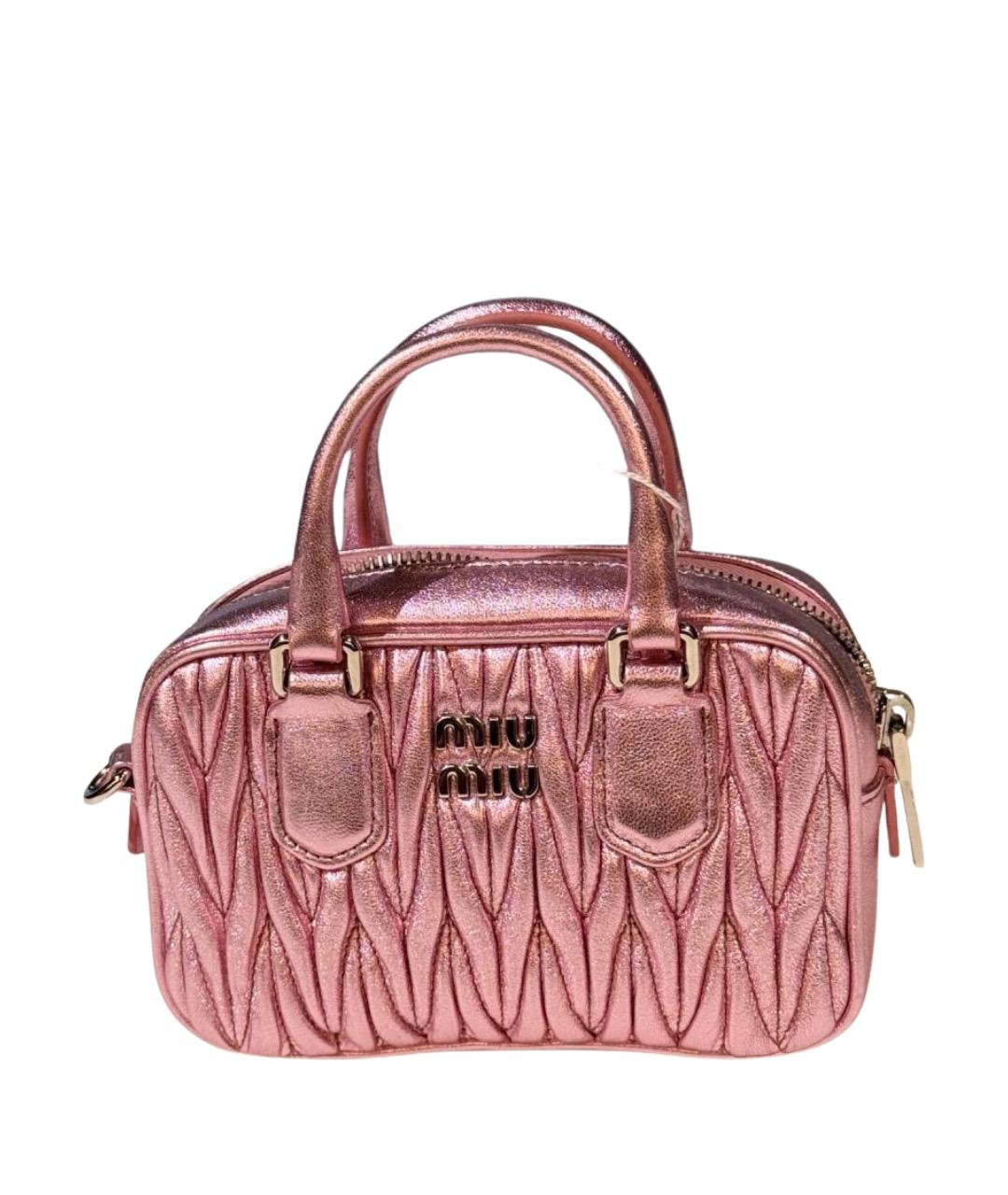 MIU MIU Розовая кожаная сумка с короткими ручками, фото 1