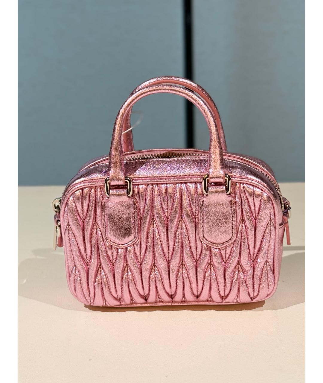 MIU MIU Розовая кожаная сумка с короткими ручками, фото 6