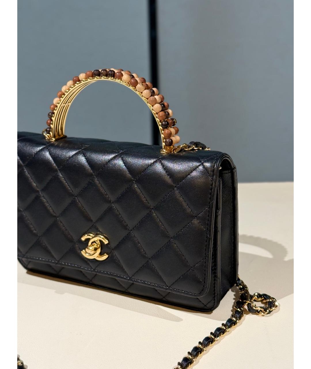 CHANEL Черная кожаная сумка с короткими ручками, фото 2