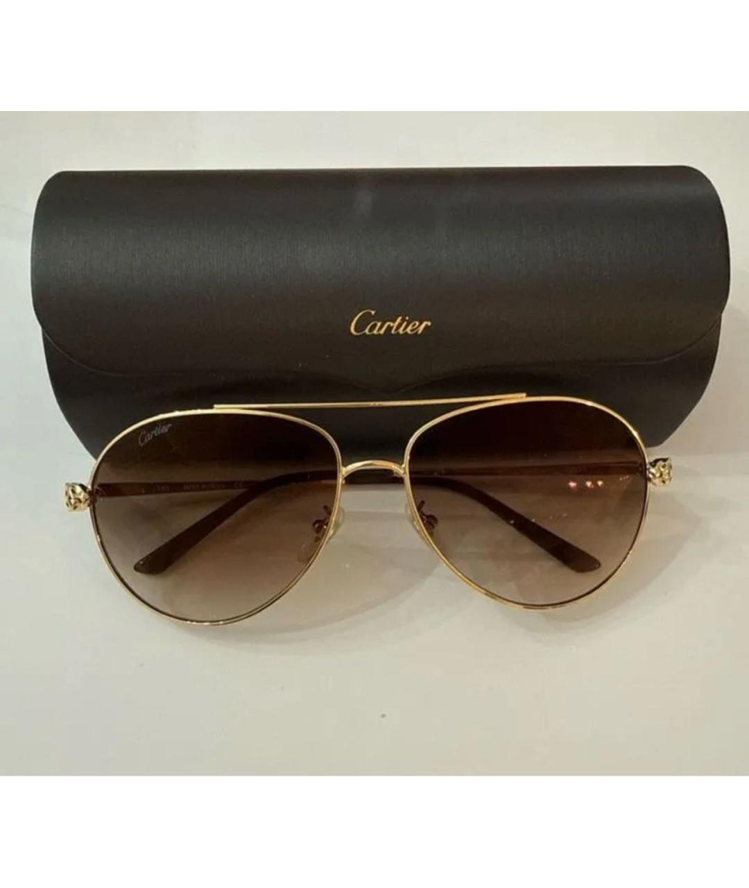 CARTIER Золотые металлические солнцезащитные очки, фото 6