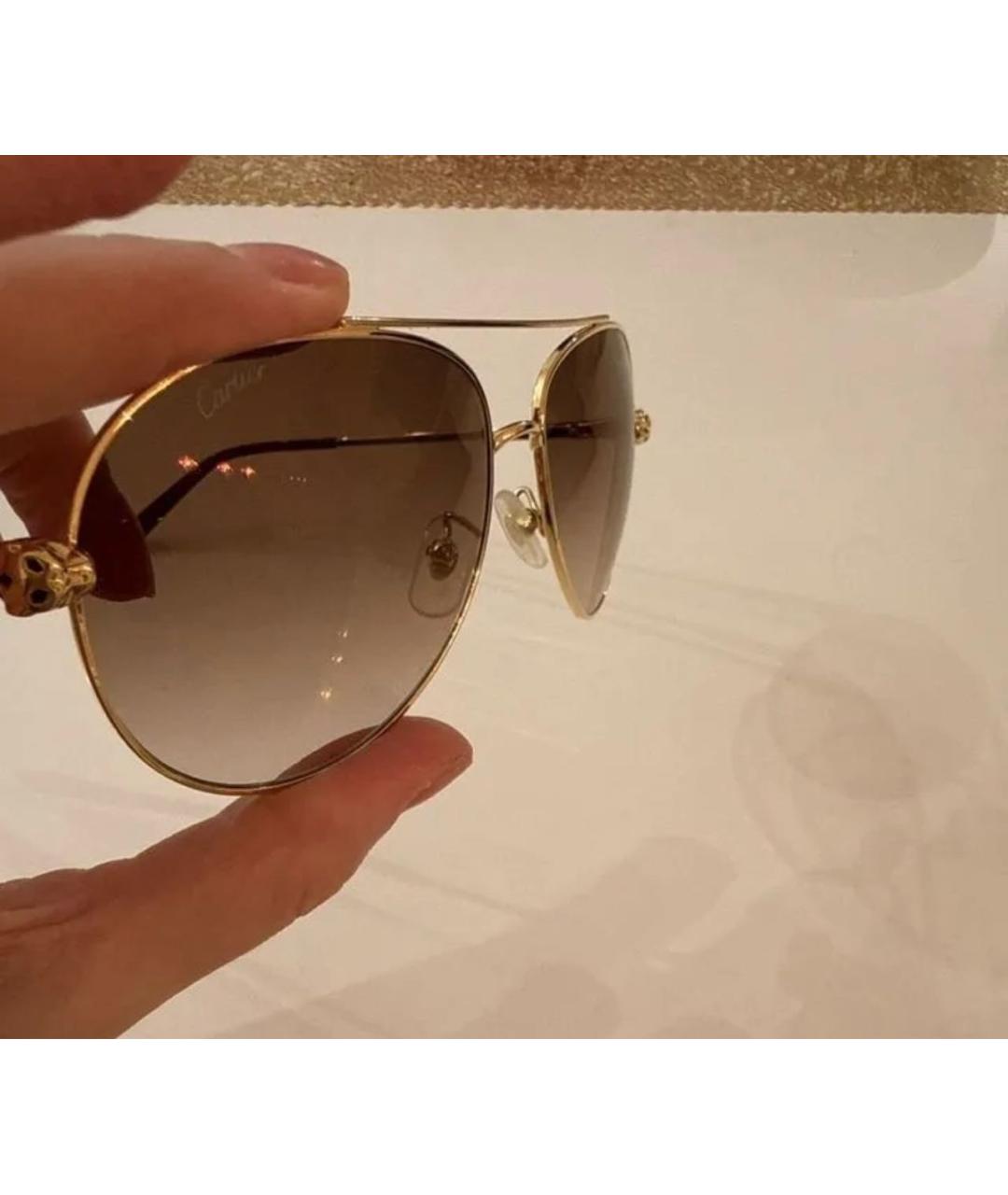 CARTIER Золотые металлические солнцезащитные очки, фото 2