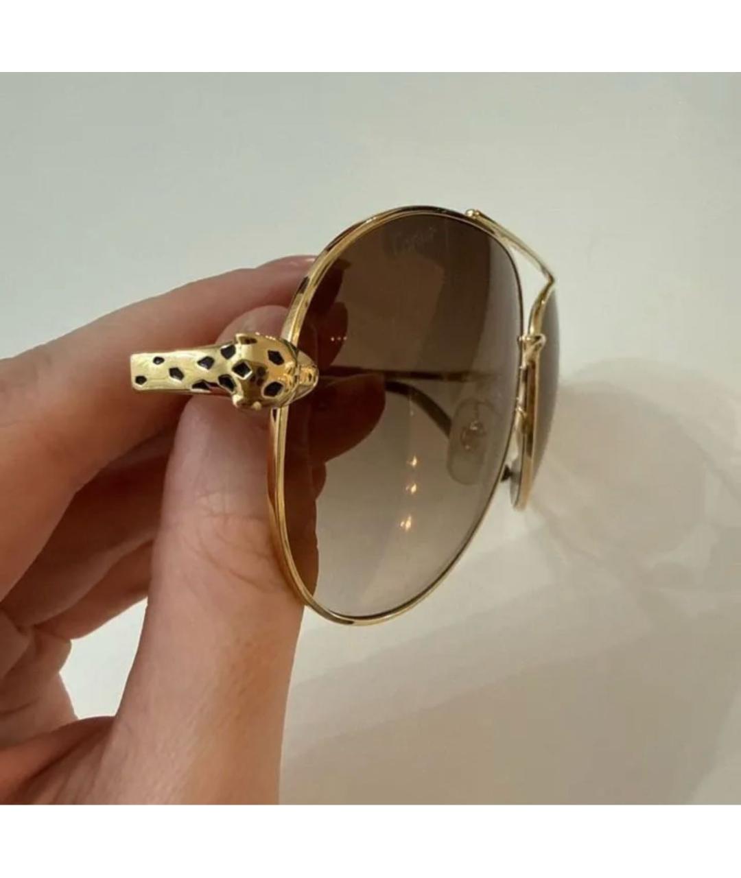 CARTIER Золотые металлические солнцезащитные очки, фото 3