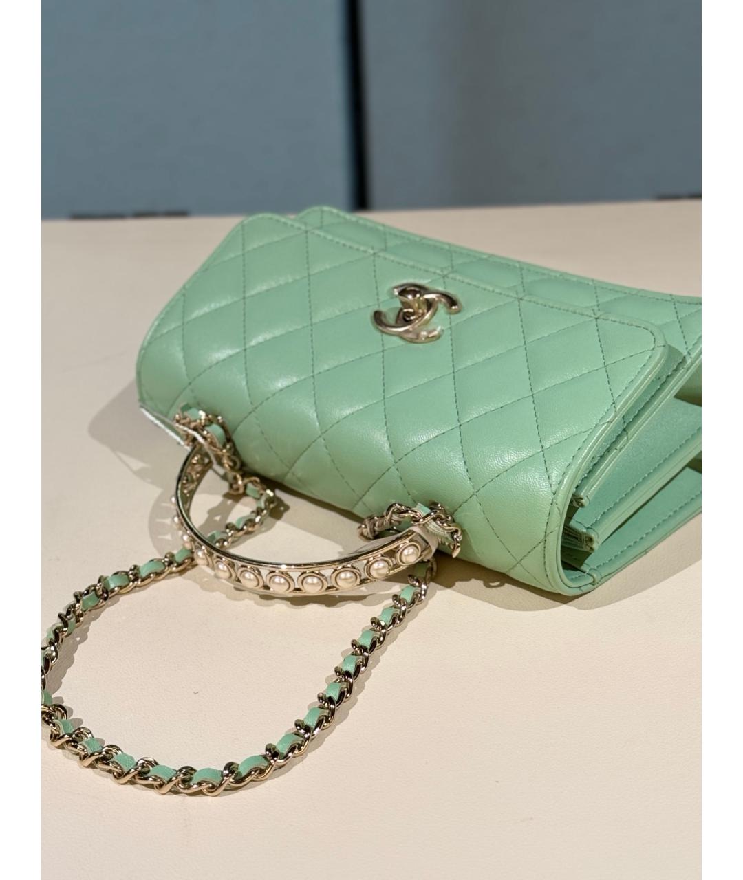 CHANEL Салатовая кожаная сумка через плечо, фото 7