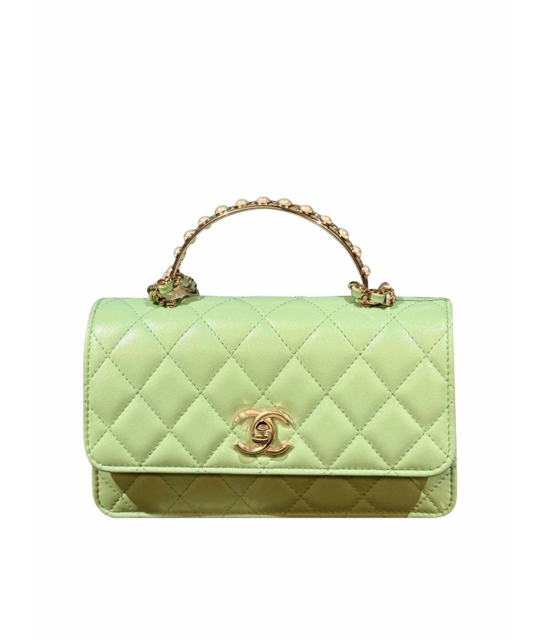 CHANEL Салатовая кожаная сумка через плечо, фото 1