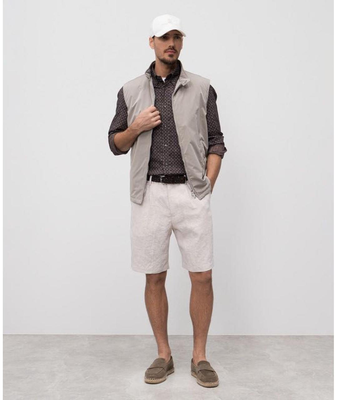 BRUNELLO CUCINELLI Бежевые льняные шорты, фото 2