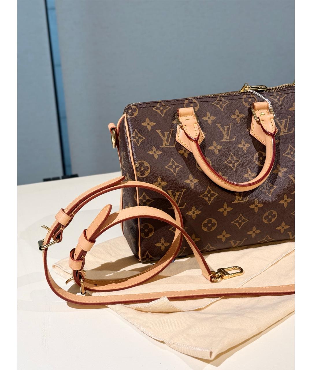 LOUIS VUITTON Коричневая канва сумка с короткими ручками, фото 3